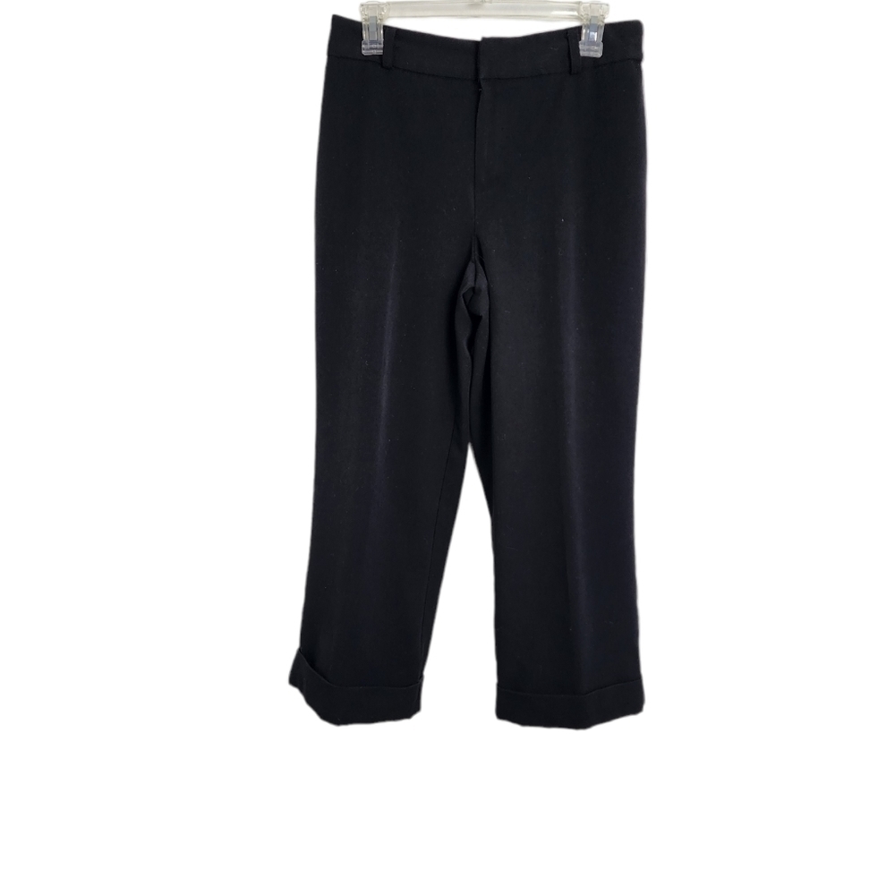 Pantology Y2k Black Flat Front Cuffed Straight Leg Women's Slacks Size 10